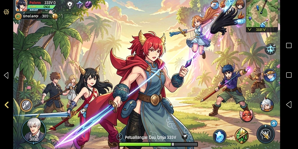 Tampilan gameplay seru dari petualangan Anime di 333V.