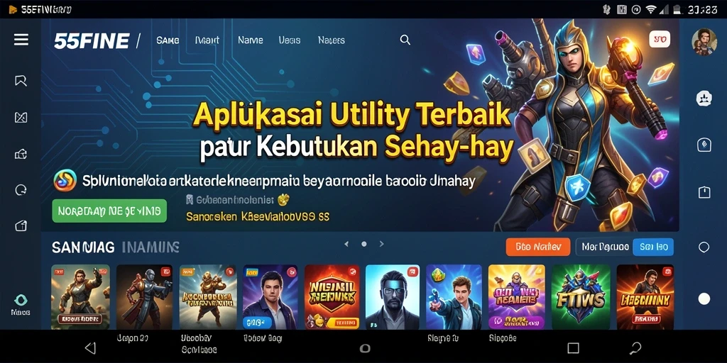 Tampilan utama 55FIVE menunjukkan berbagai fitur Utility yang tersedia.