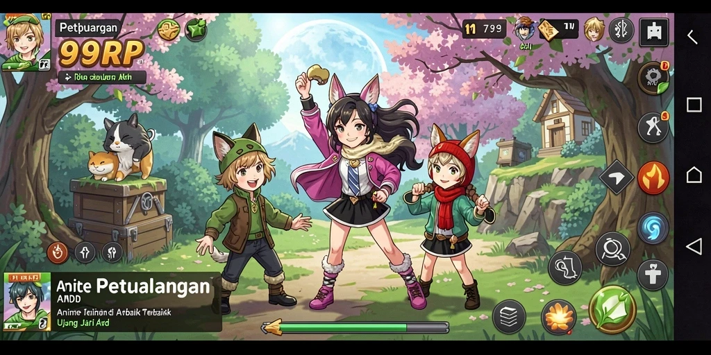 Screenshot 99RP menampilkan aksi karakter anime yang mendebarkan.