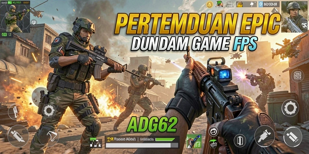Screenshot gameplay ADG62 menunjukkan aksi menegangkan dalam pertempuran FPS.