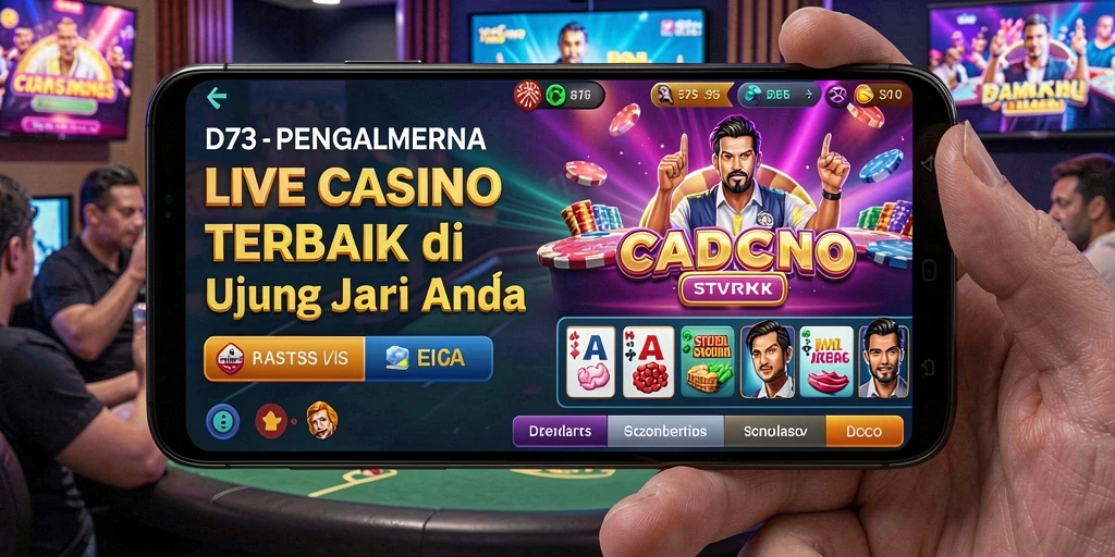 Screenshot gameplay Live Casino D73 yang menampilkan dealer langsung dan interaksi pemain.