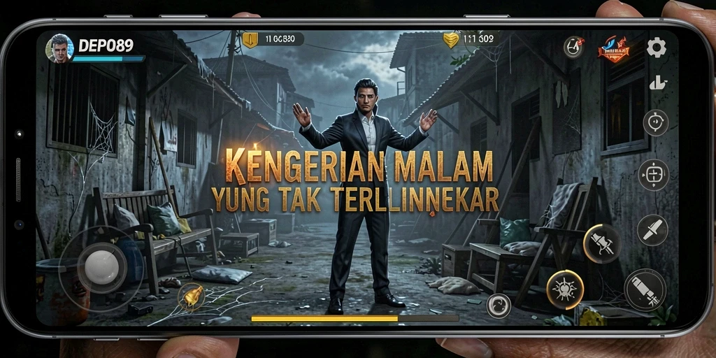 Screenshot menampilkan suasana mencekam dalam permainan DEPO89.