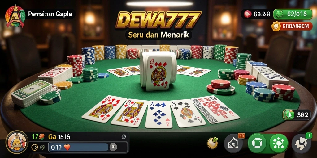 Screenshot gameplay DEWA777 yang menunjukkan serunya bermain Gaple.