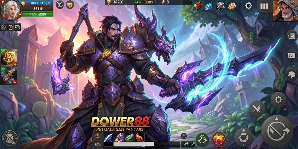 Screenshot menampilkan aksi pertarungan epik dalam DOWER88.