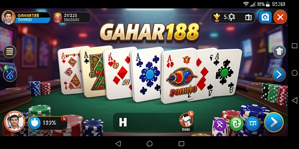 Screenshot utama GAHAR188 menampilkan aksi seru permainan Domino.