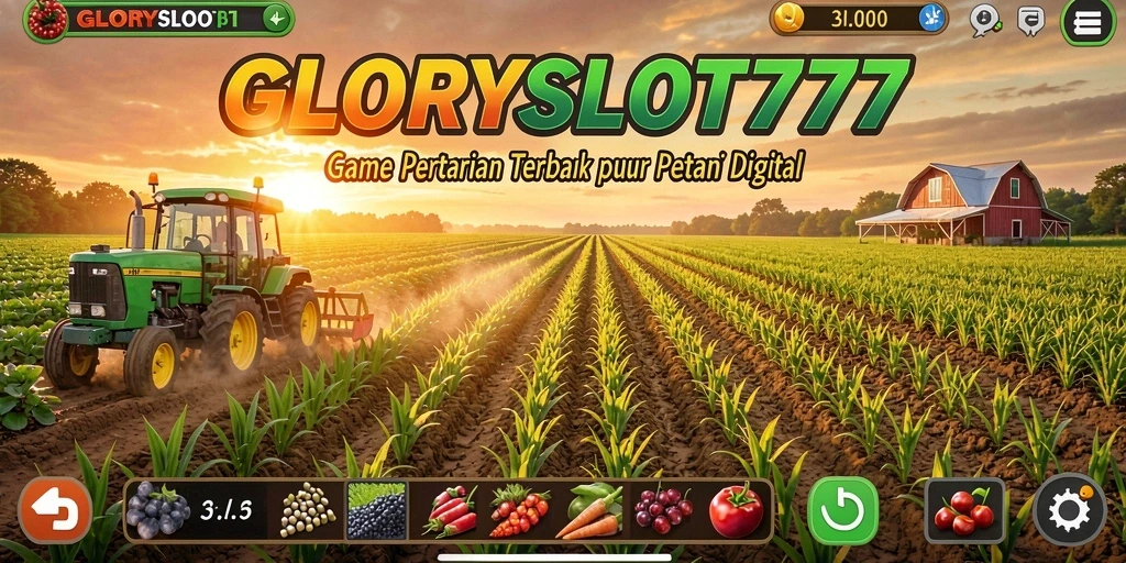 Screenshot gameplay GLORYSLOT777 menampilkan pengalaman bertani yang seru dan interaktif.