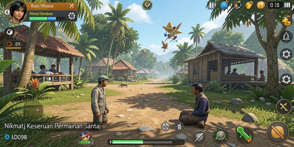 Tangkapan layar ID098 menampilkan gameplay yang santai dan menyenangkan.