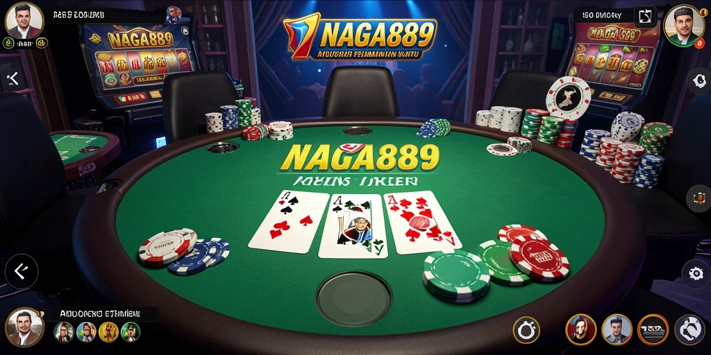 Screenshot gameplay NAGA889 yang menampilkan suasana poker yang mendebarkan.