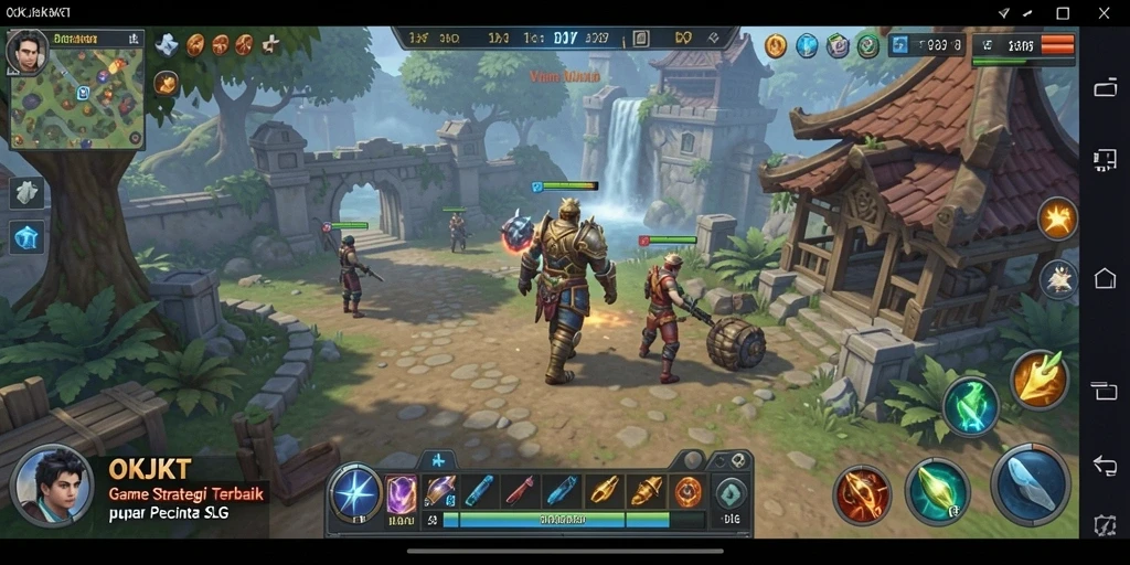 Tampilan gameplay seru dalam <strong>OKJKT</strong> yang menampilkan strategi pertempuran.