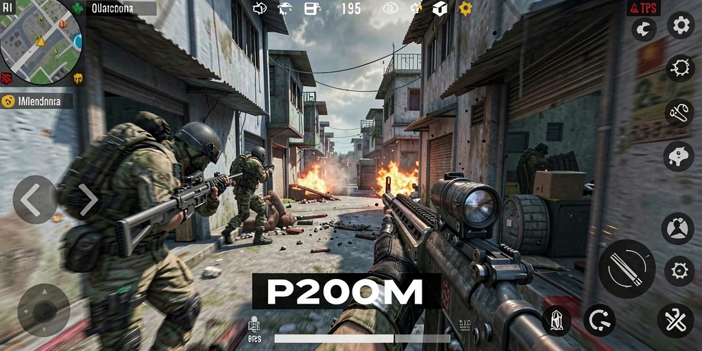Tampilan gameplay mendebarkan P200M dalam aksi TPS.