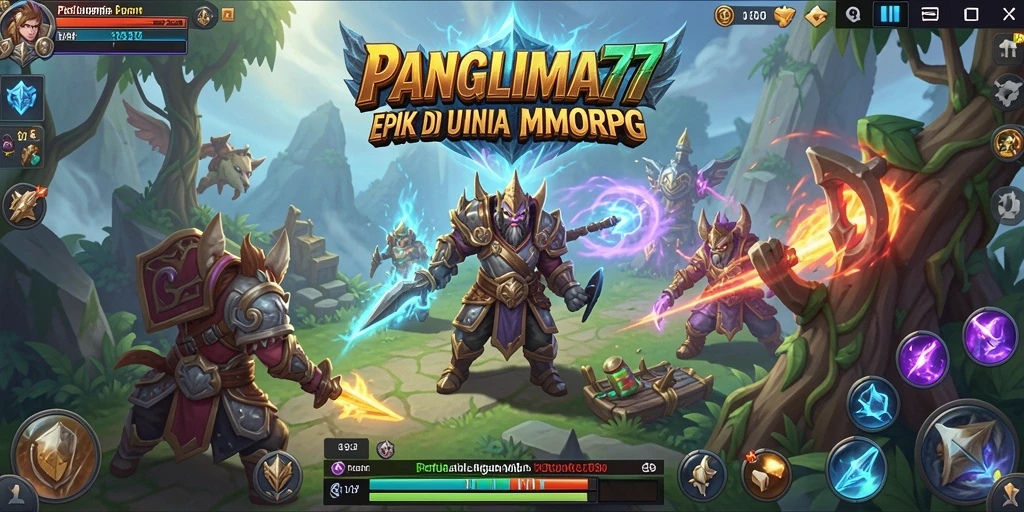 Gameplay seru di dunia fantasi <strong>PANGLIMA77</strong>, menampilkan pertempuran dan eksplorasi.