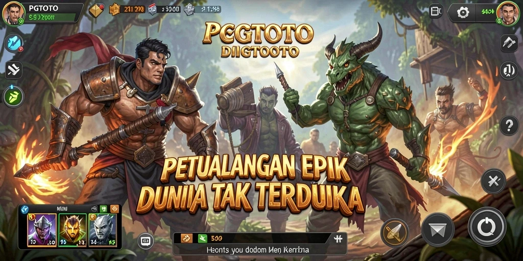 Tampilan gameplay PGTOTO menunjukkan karakter sedang menjelajahi hutan misterius.