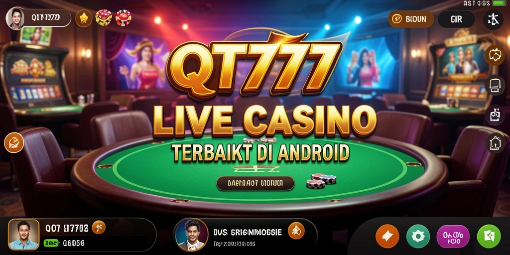 Tangkapan layar gameplay QT777 yang menampilkan dealer langsung dan interaksi pemain.