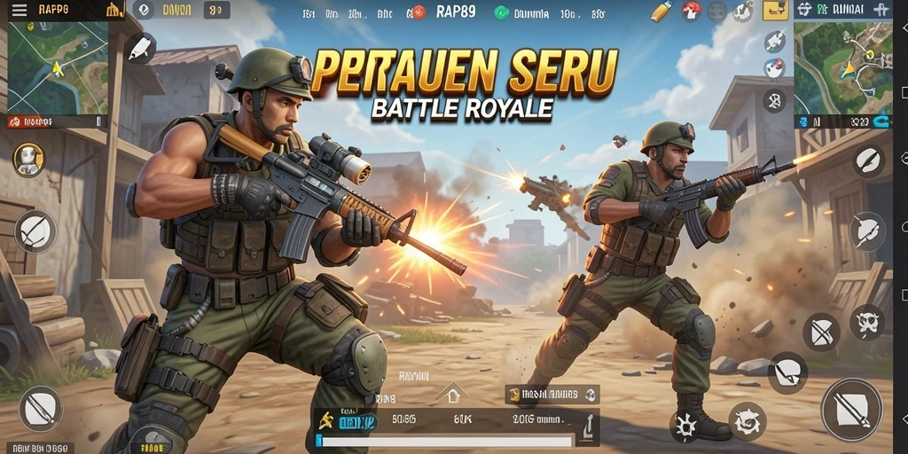 Tampilan screenshot RAP89 menampilkan aksi mendebarkan dalam dunia Battle Royale.