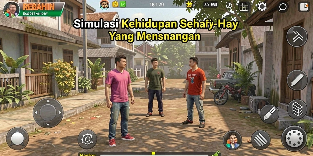 Screenshot menunjukkan gameplay interaktif REBAHIN yang menarik.