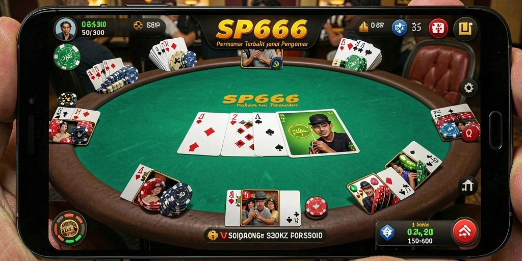 Screenshot SP666 menampilkan keseruan bermain Poker dengan teman.