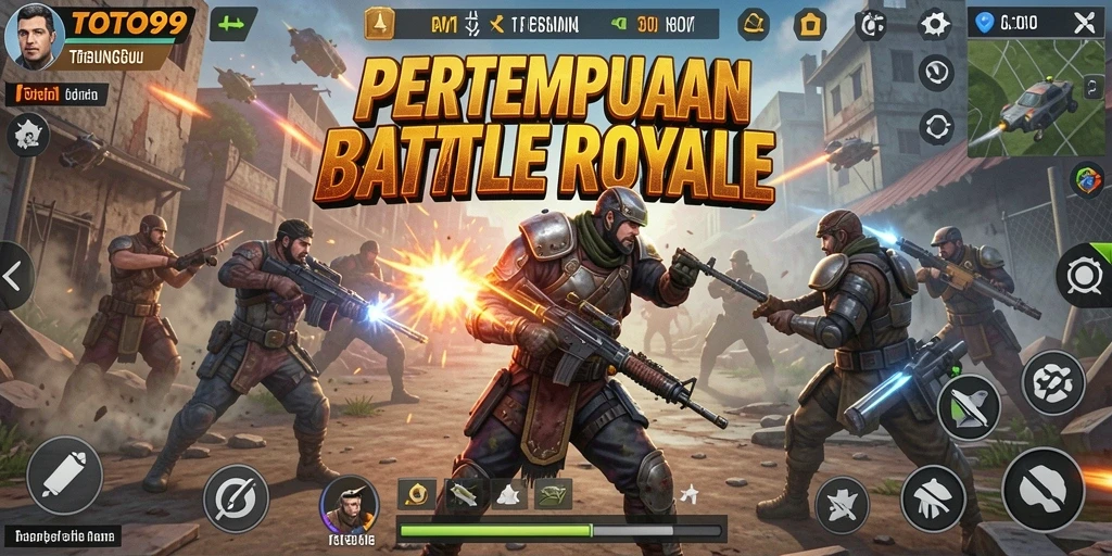 Tangkapan layar TOTO99 menampilkan aksi intens dalam mode Battle Royale.