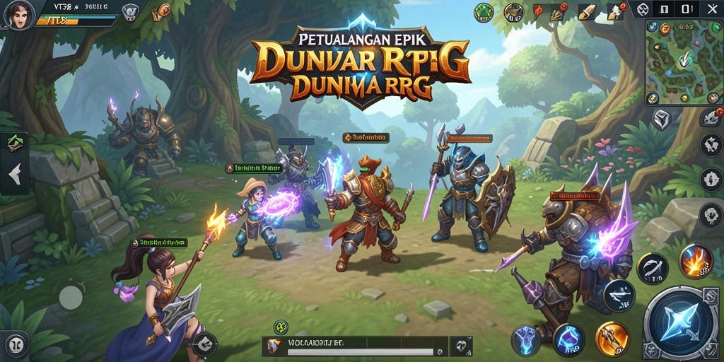 Tampilan dinamis dari gameplay RPG yang mendebarkan dan strategis.