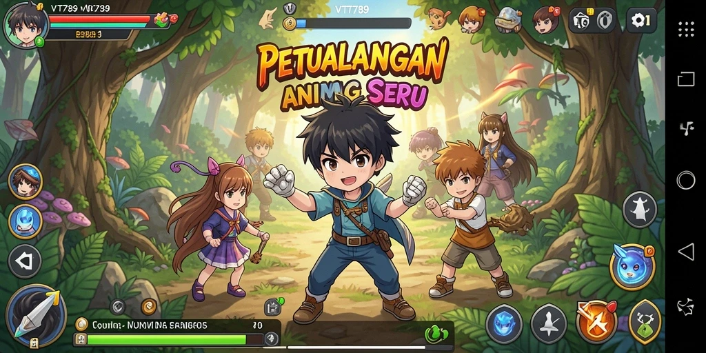 Screenshot gameplay VT789 menampilkan petualangan karakter Anime yang seru.